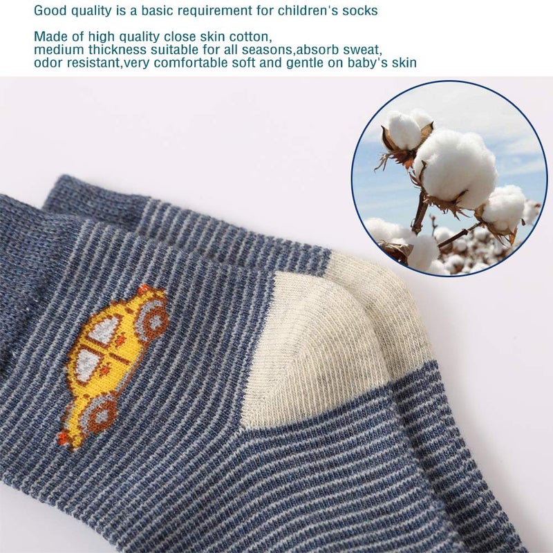 Zumou Toddler Kids Little Boys Fashion Cotton Crew Socks 10 Pack (L 5-7 Years, Automobile) - Image 5